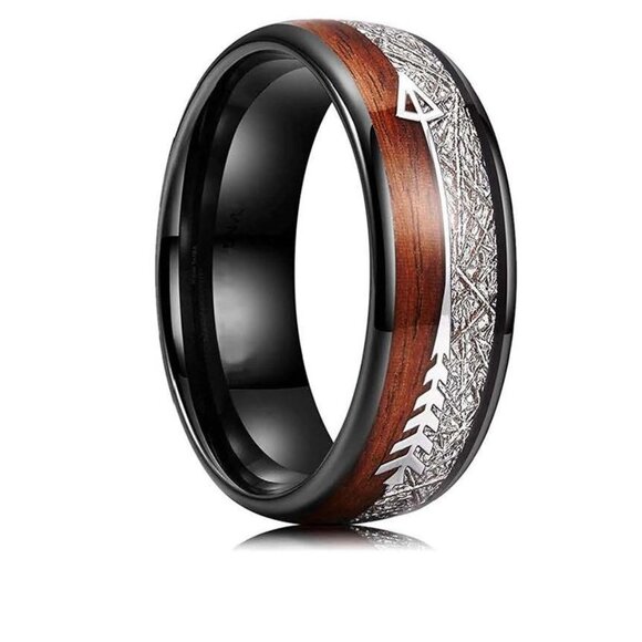 Noah Koa Wood Black Tungsten Carbine Men's Ring  *!NEW SIZES!* - Picture 3 of 12